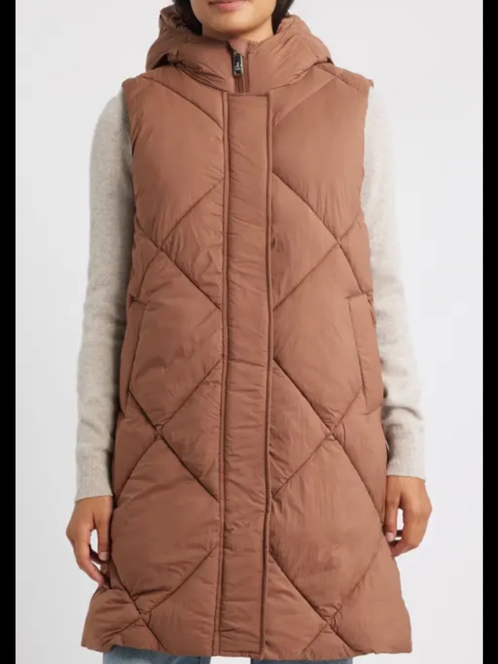 Sam Edelman Quilted Sleeveless Puffer Vest - Cognac Brown